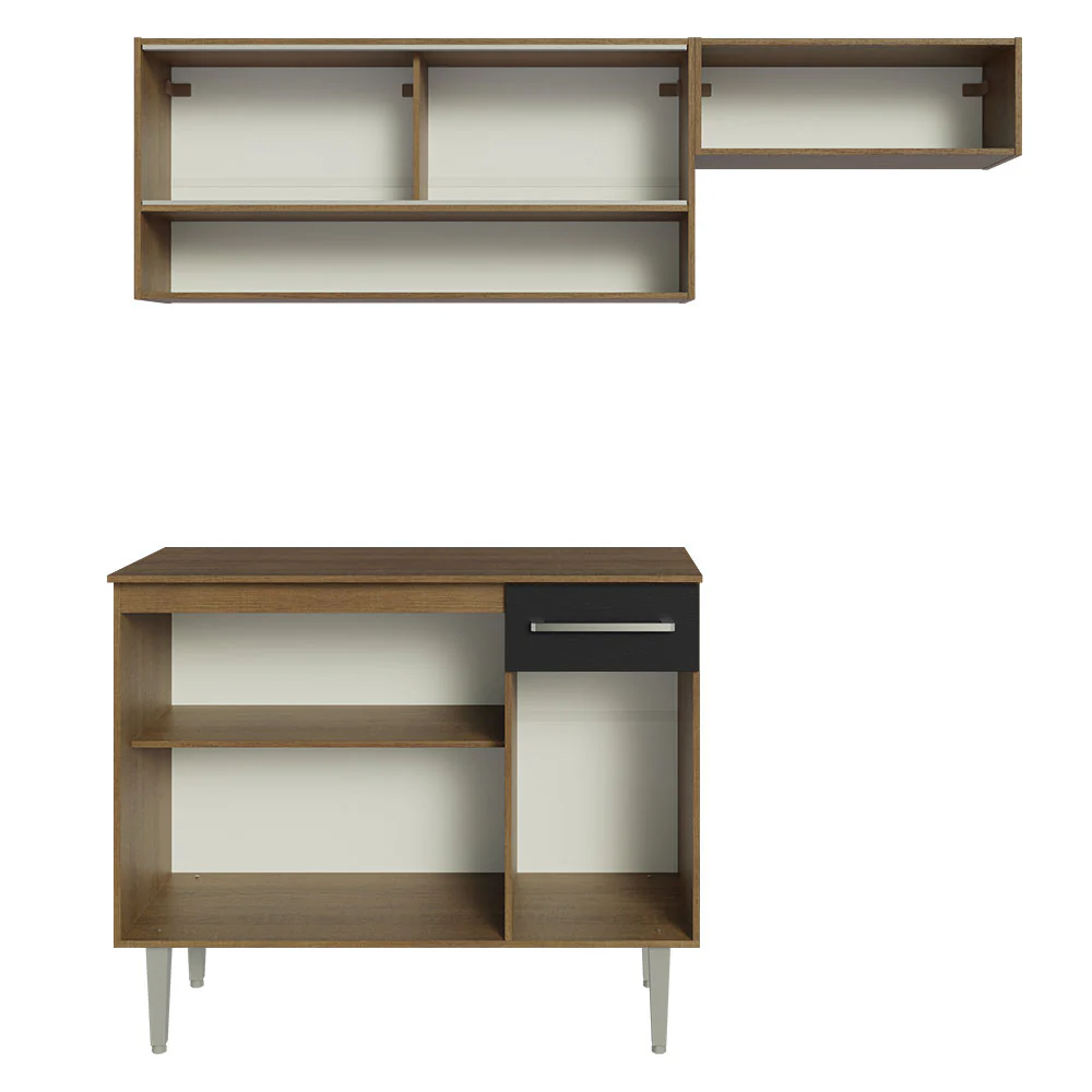 Armário de Cozinha Compacta 165cm Rustic/Preto Emilly Madesa 02 - Image 6