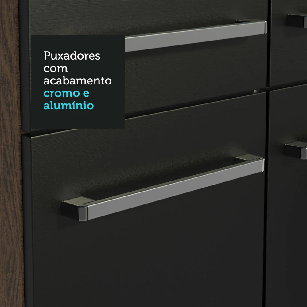Armário de Cozinha Compacta 165cm Rustic/Preto Emilly Madesa 02 - Image 7