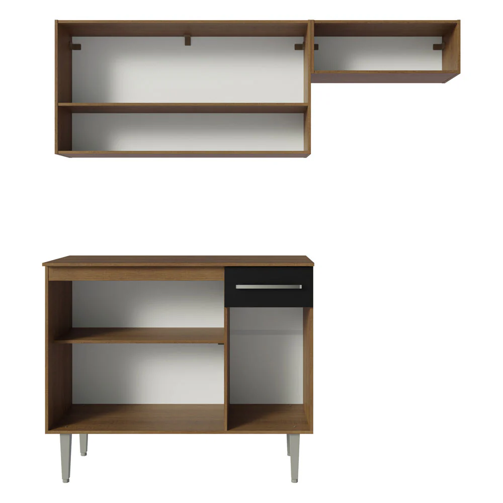 Armário de Cozinha Compacta 165cm Rustic/Preto Emilly Madesa 07 - Image 6