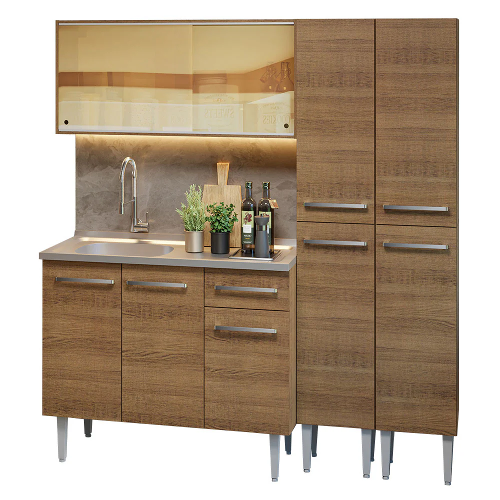 Armário de Cozinha Compacta 169cm com Pia Rustic Emilly Madesa 12 - Image 2