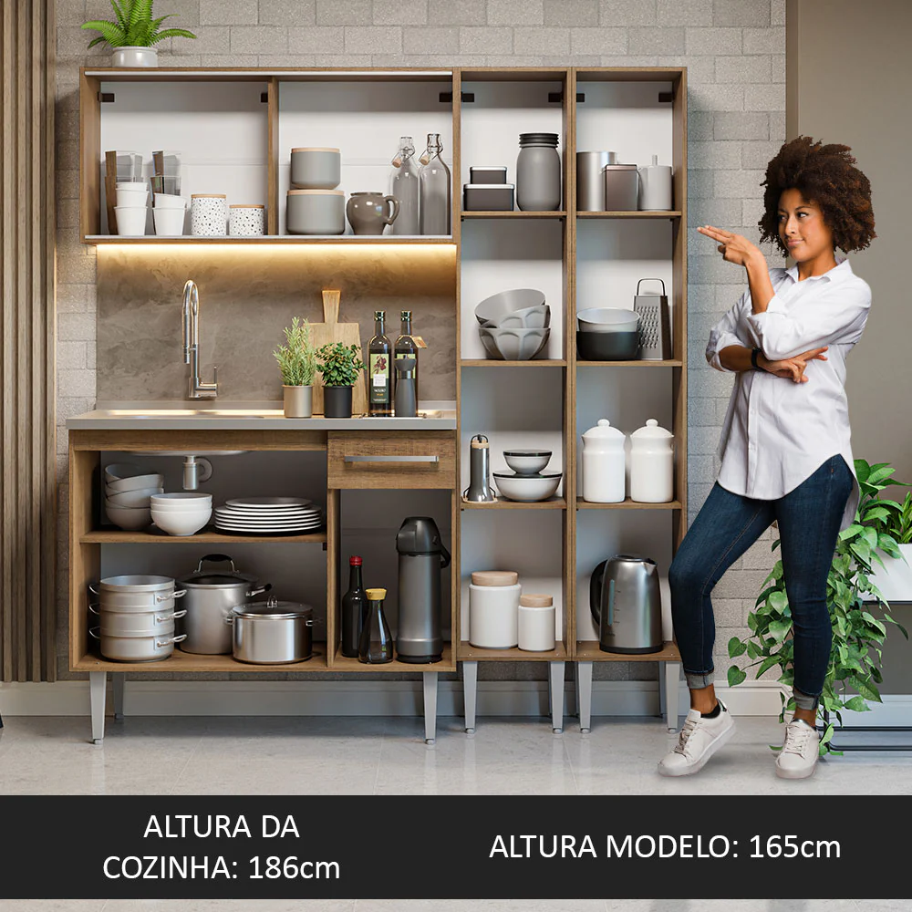 Armário de Cozinha Compacta 169cm com Pia Rustic Emilly Madesa 12 - Image 5