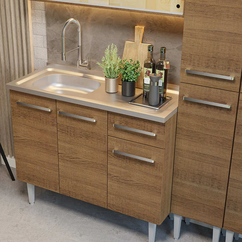 Armário de Cozinha Compacta 169cm com Pia Rustic Emilly Madesa 12 - Image 6