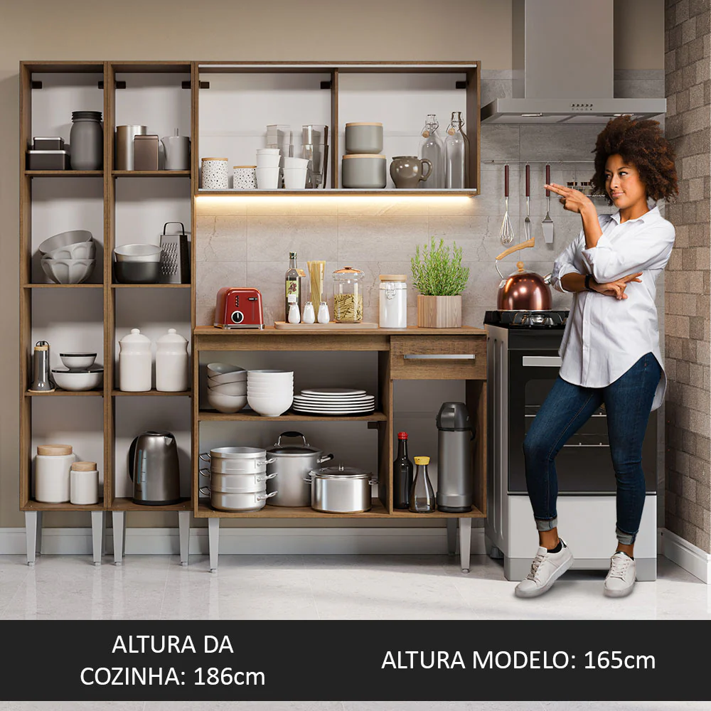 Armário de Cozinha Compacta 169cm Rustic Emilly Madesa 09 - Image 5