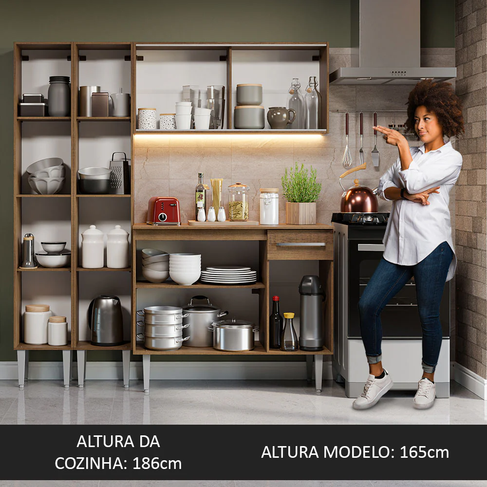Armário de Cozinha Compacta 169cm Rustic Emilly Madesa 10 - Image 5