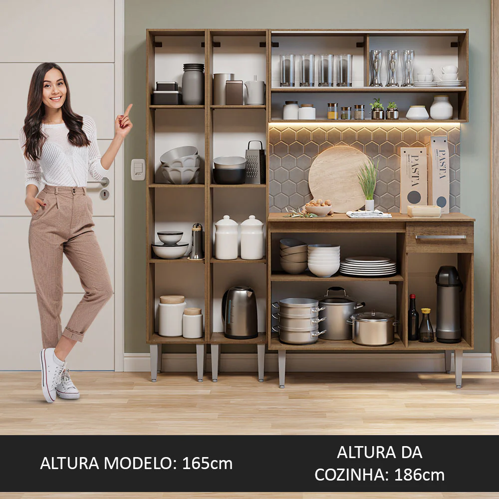 Armário de Cozinha Compacta 169cm Rustic Emilly Madesa 13 - Image 5