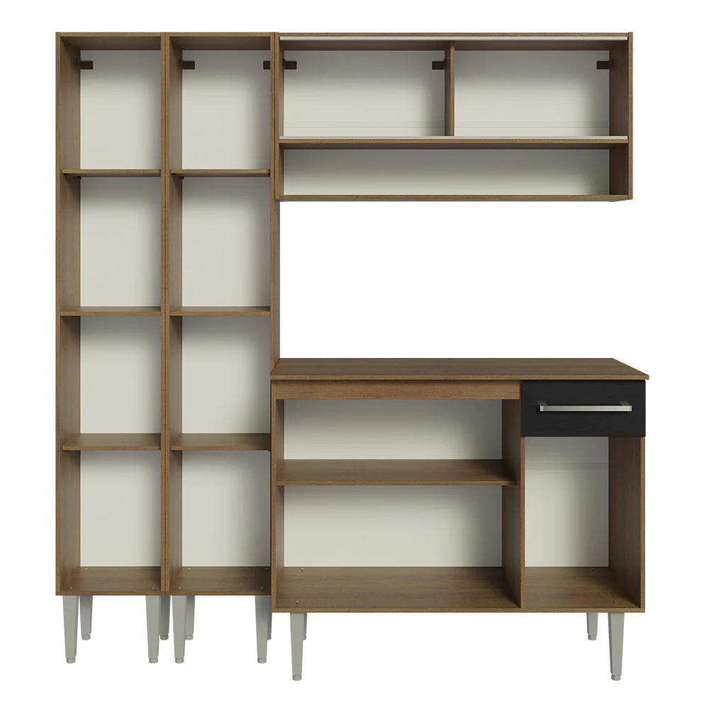 Armário de Cozinha Compacta 169cm Rustic/Preto Emilly Madesa 13 - Image 6