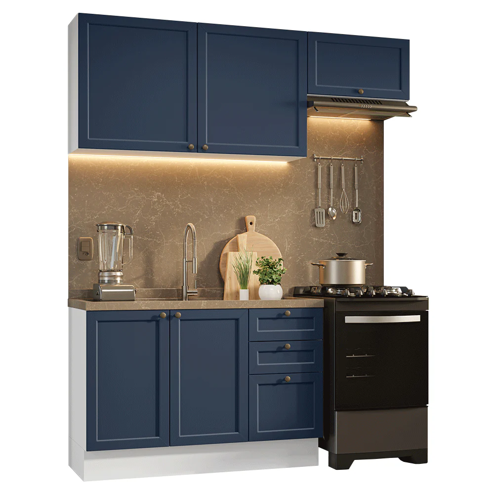 Armário de Cozinha Compacta 180 cm Branco/Azul Vik Madesa 02 - Image 2