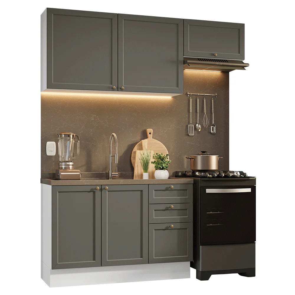 Armário de Cozinha Compacta 180 cm Branco/Cinza Vik Madesa 02 - Image 2