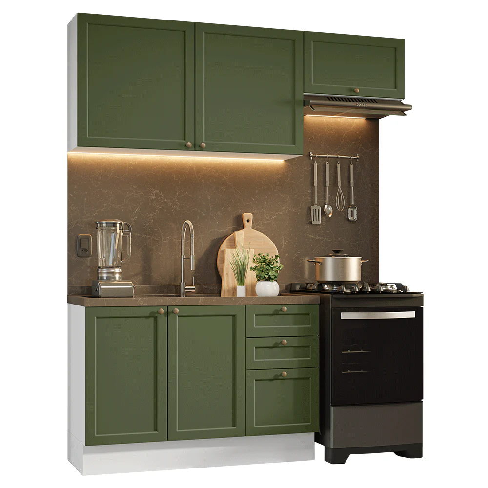 Armário de Cozinha Compacta 180 cm Branco/Verde Vik Madesa 02 - Image 2