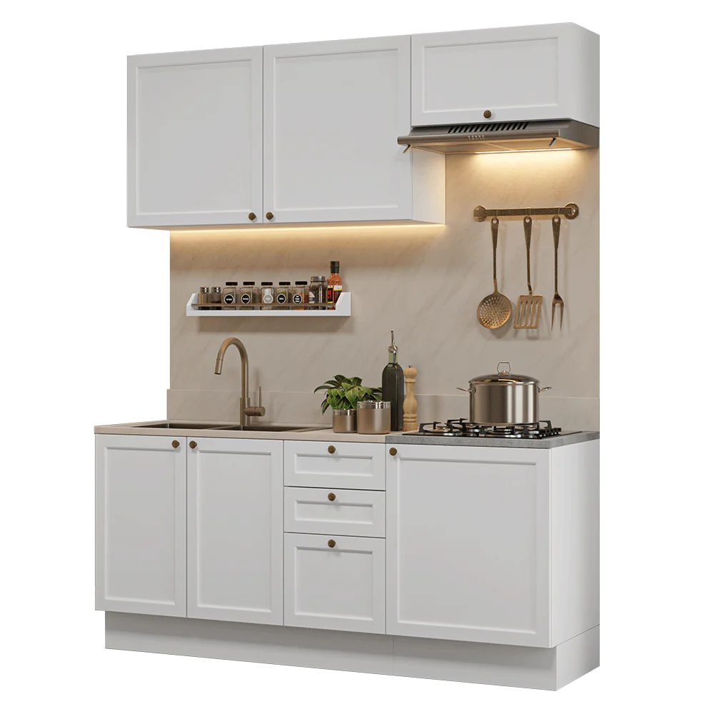 Armário de Cozinha Compacta 180 cm Branco Vik Madesa 01 - Image 2