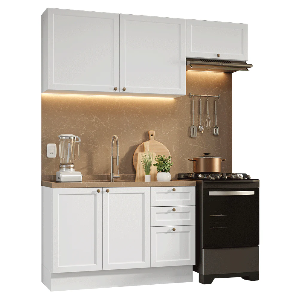 Armário de Cozinha Compacta 180 cm Branco Vik Madesa 02 - Image 2