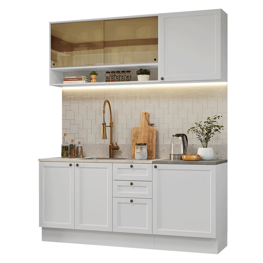 Armário de Cozinha Compacta 180 cm Branco Vik Madesa 04 - Image 2