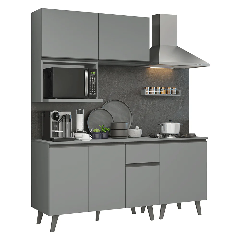 Armário de Cozinha Compacta 180 cm Cinza Nice Madesa 02 - Image 2