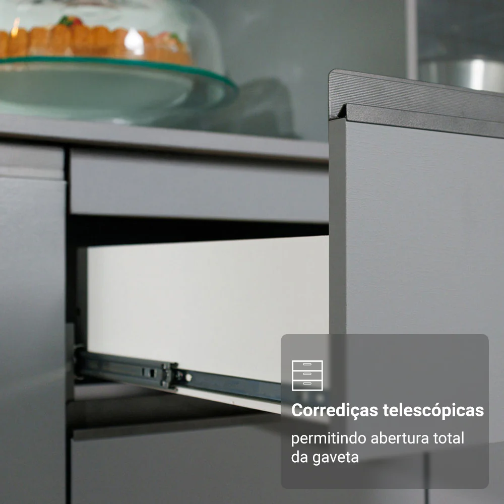 Armário de Cozinha Compacta 180 cm Cinza Nice Madesa 02 - Image 7