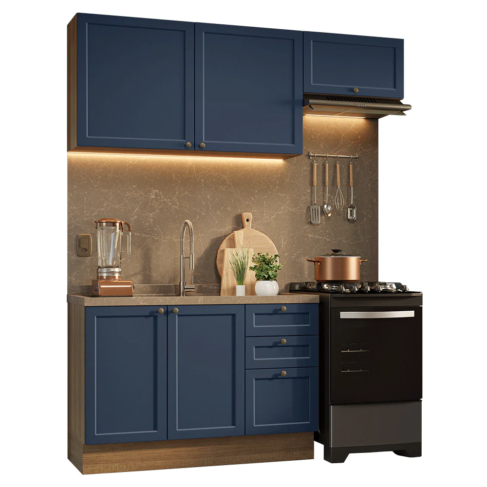 Armário de Cozinha Compacta 180 cm Rustic/Azul Vik Madesa 02 - Image 2