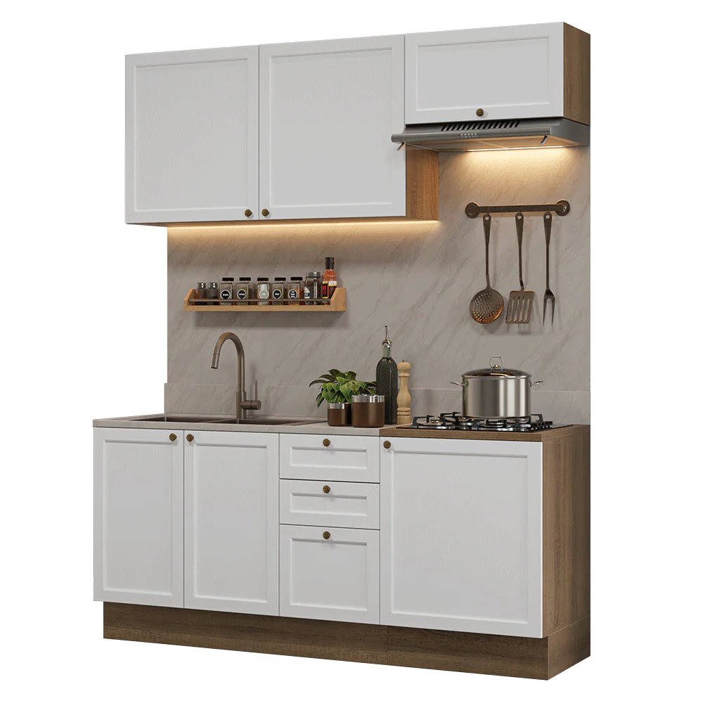 Armário de Cozinha Compacta 180 cm Rustic/Branco Vik Madesa 01 - Image 2
