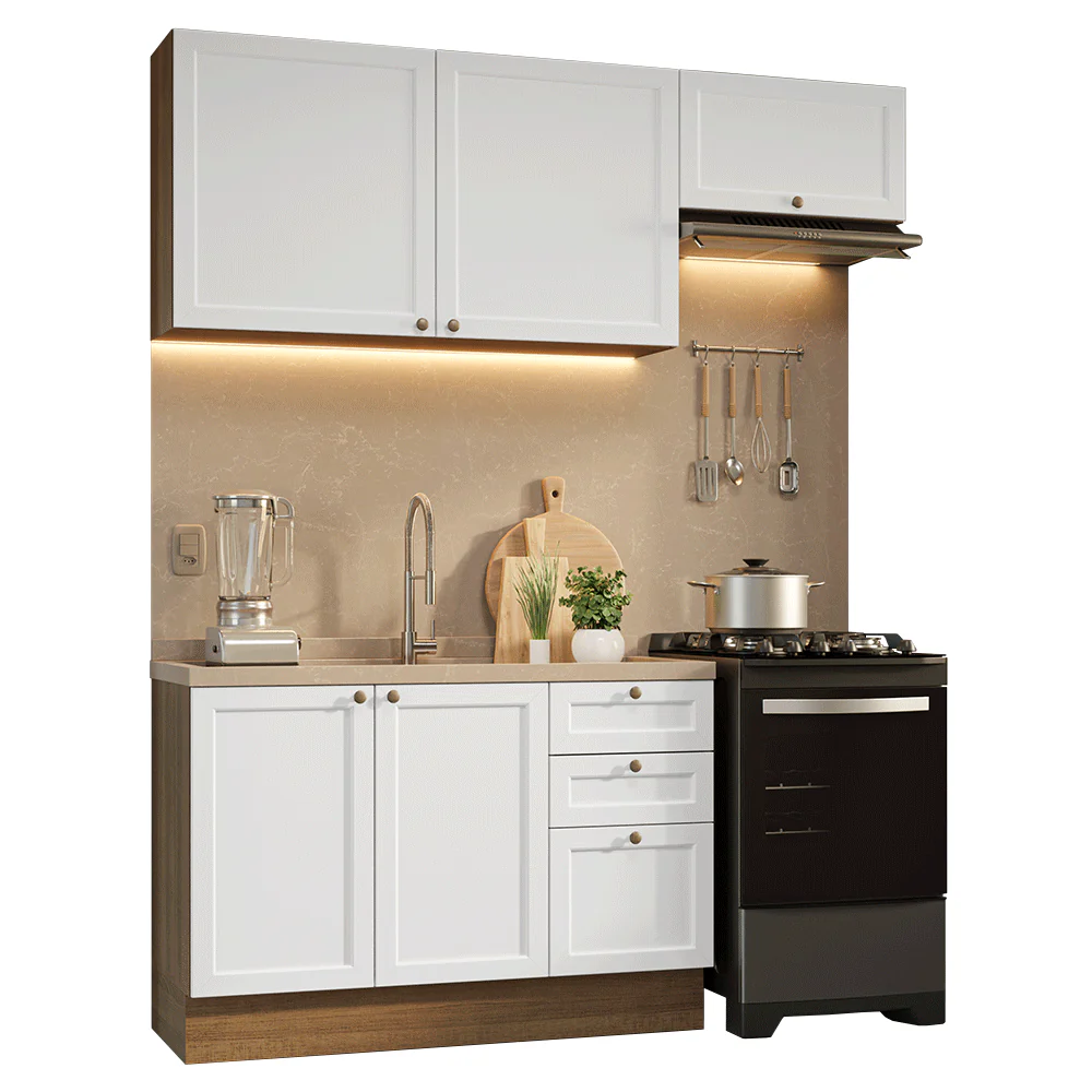 Armário de Cozinha Compacta 180 cm Rustic/Branco Vik Madesa 02 - Image 2