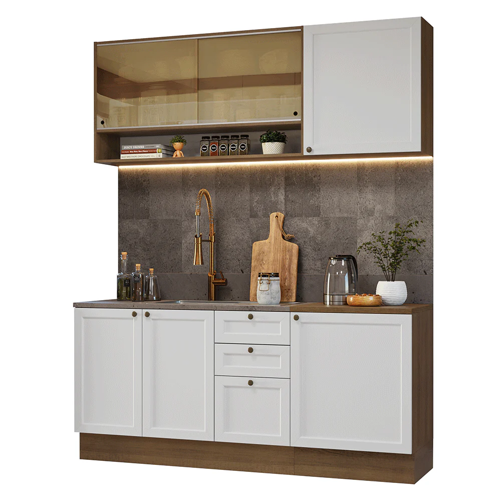 Armário de Cozinha Compacta 180 cm Rustic/Branco Vik Madesa 04 - Image 2