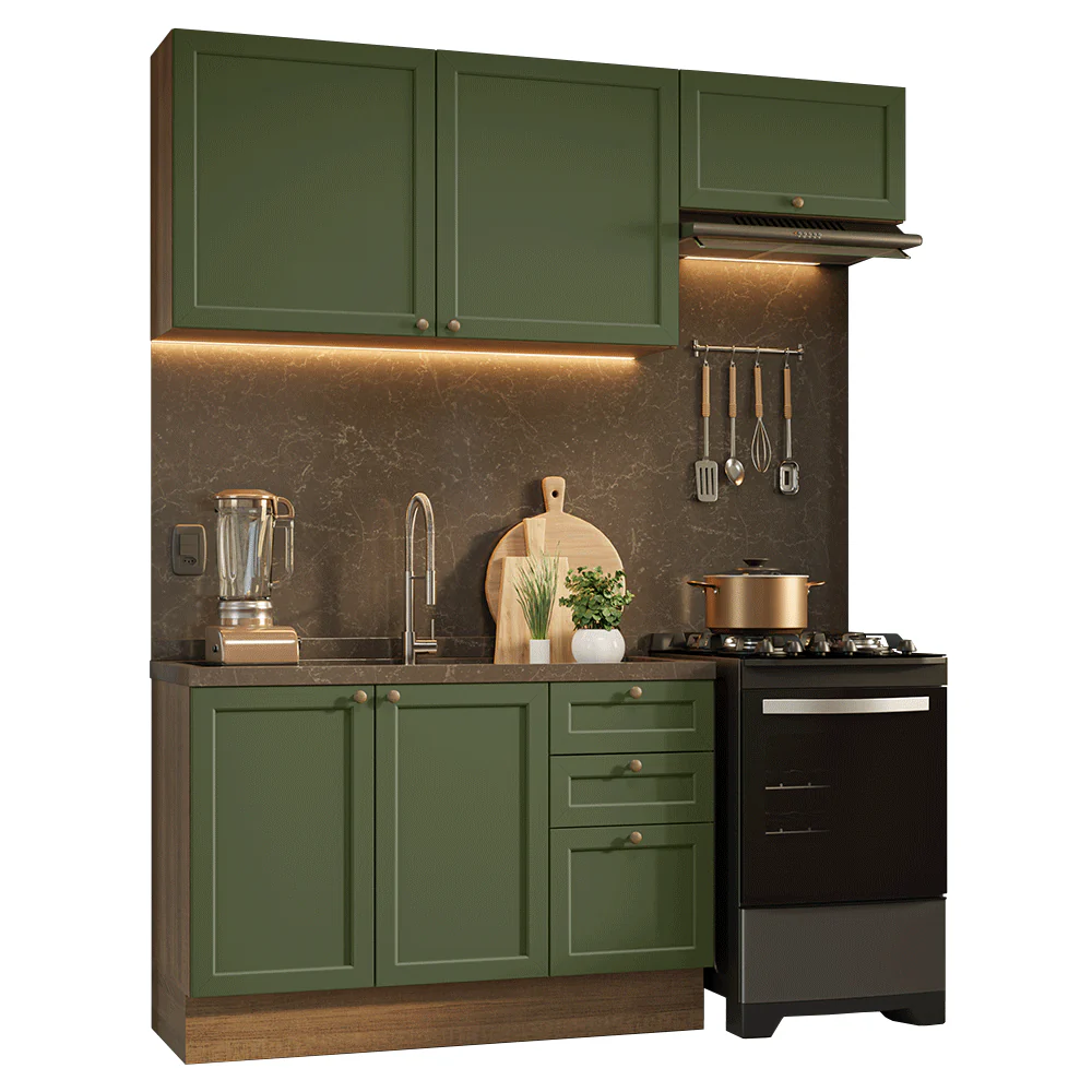 Armário de Cozinha Compacta 180 cm Rustic/Verde Vik Madesa 02 - Image 2