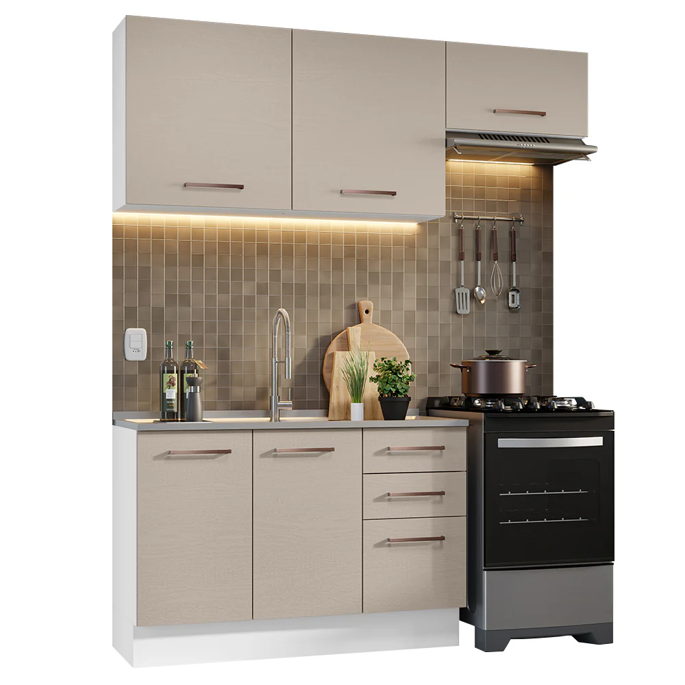 Armário de Cozinha Compacta 180cm Branco/Crema Agata Madesa 09 - Image 2
