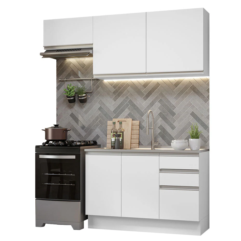 Armário de Cozinha Compacta 180cm Branco Glamy Madesa 09 - Image 2