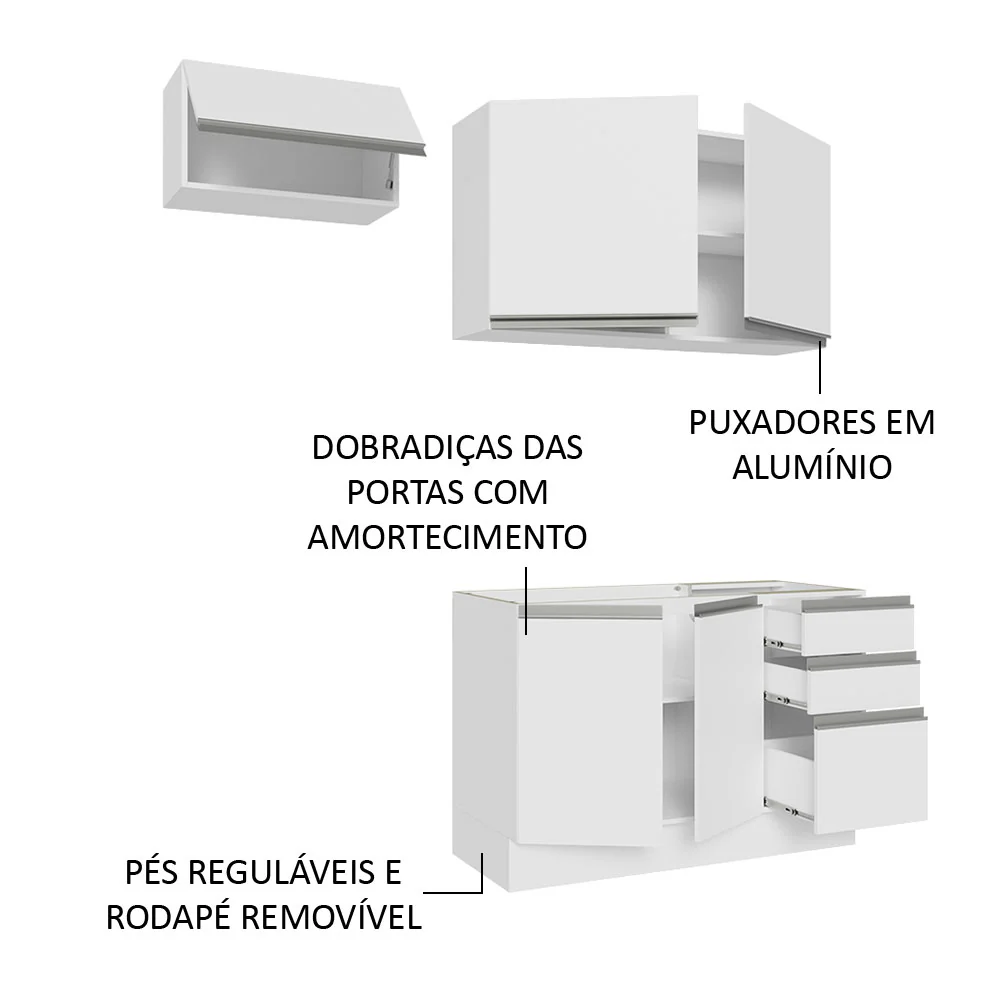 Armário de Cozinha Compacta 180cm Branco Glamy Madesa 09 - Image 4