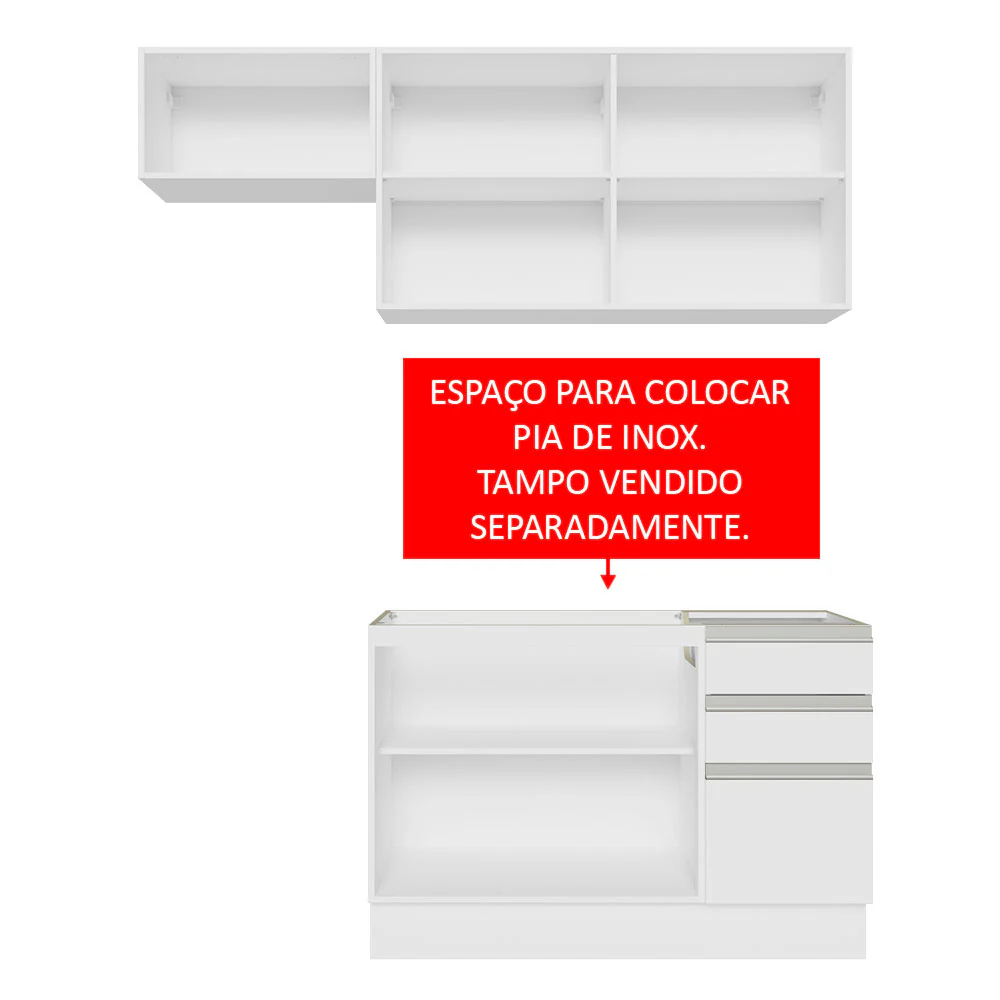 Armário de Cozinha Compacta 180cm Branco Glamy Madesa 09 - Image 5