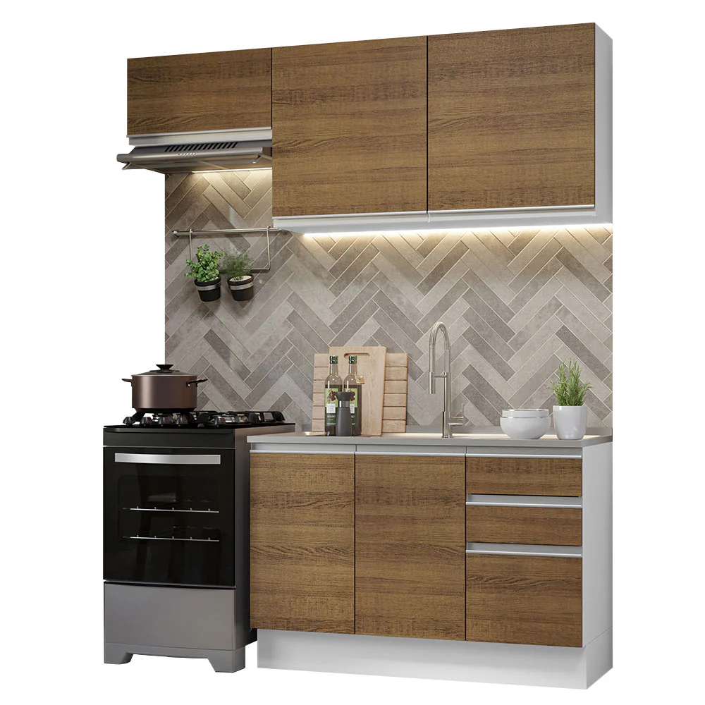 Armário de Cozinha Compacta 180cm Branco/Rustic Glamy Madesa 09 - Image 2