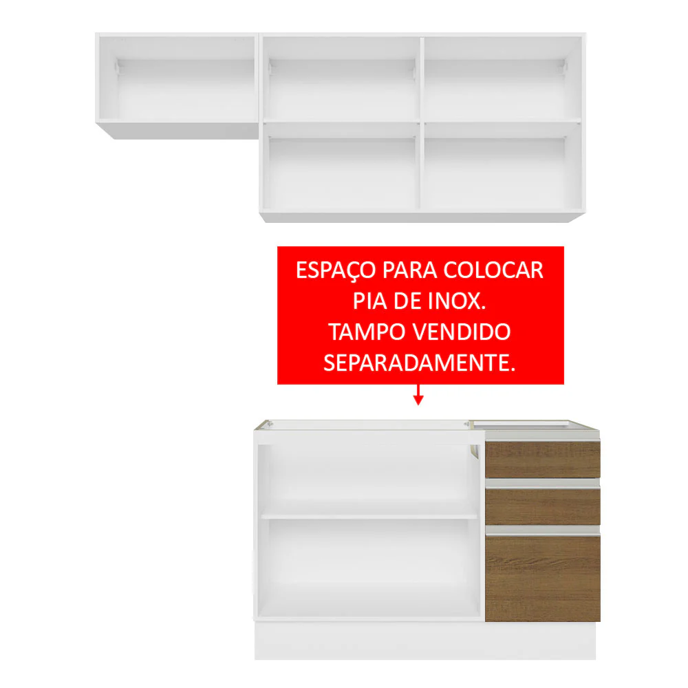 Armário de Cozinha Compacta 180cm Branco/Rustic Glamy Madesa 09 - Image 5