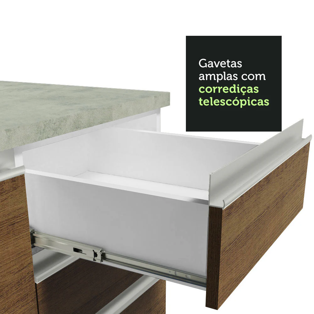Armário de Cozinha Compacta 180cm Branco/Rustic Glamy Madesa 09 - Image 8