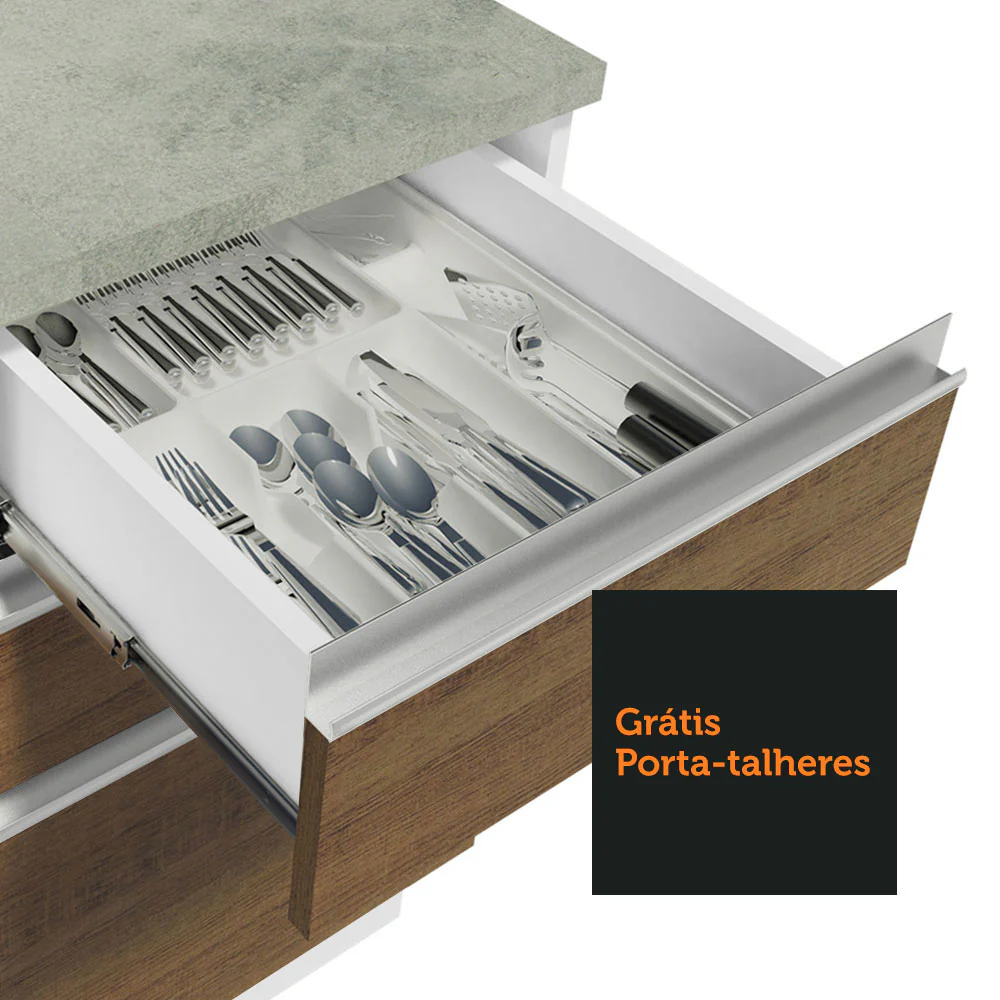 Armário de Cozinha Compacta 180cm Branco/Rustic Glamy Madesa 09 - Image 9