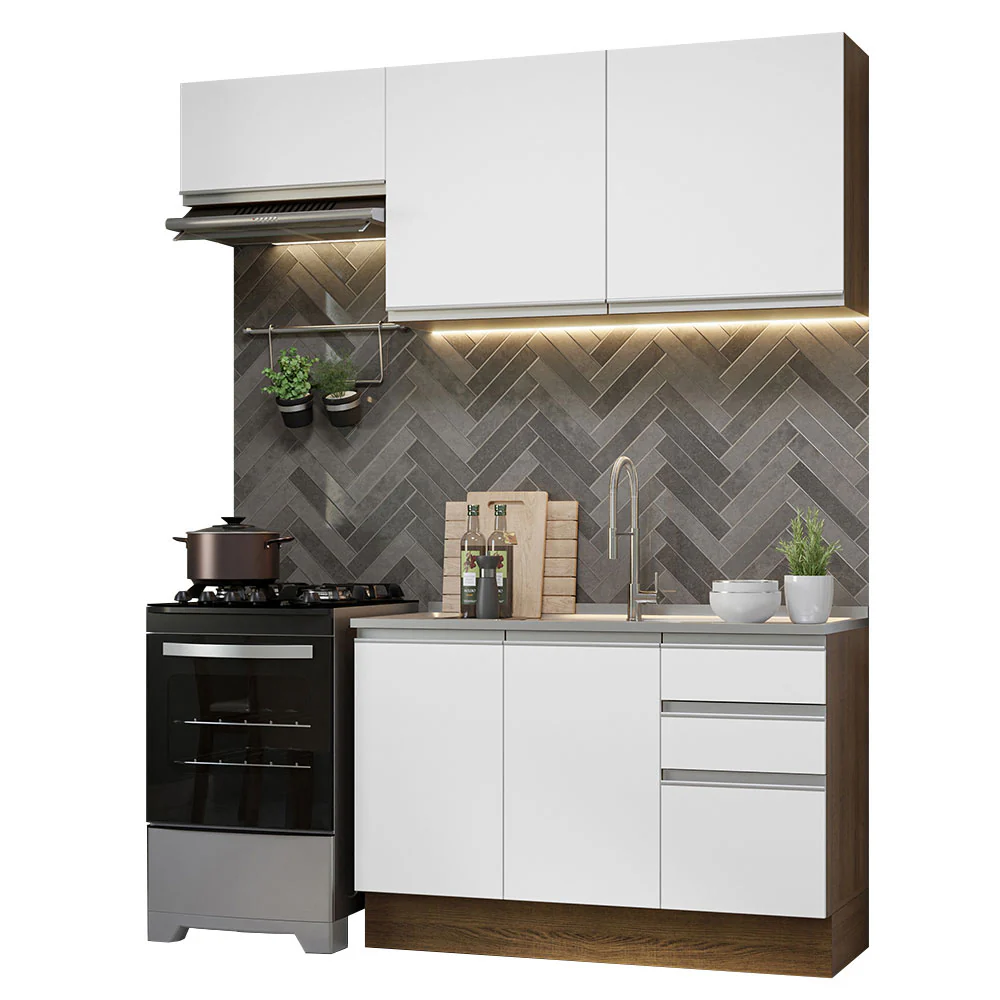 Armário de Cozinha Compacta 180cm Rustic/Branco Glamy Madesa 09 - Image 2