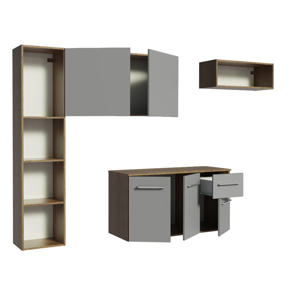 Armário de Cozinha Compacta 180cm Rustic/Cinza Easy Madesa - Image 4