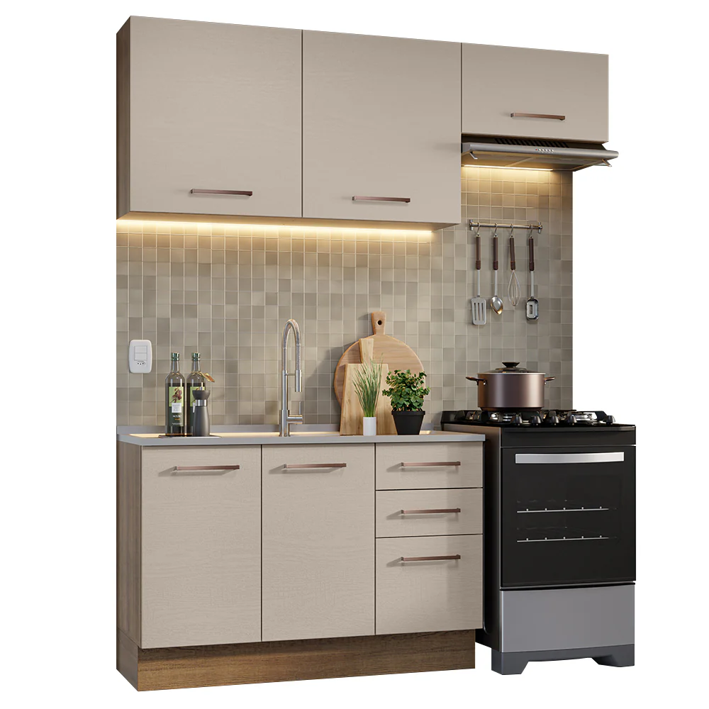 Armário de Cozinha Compacta 180cm Rustic/Crema Agata Madesa 09 - Image 2