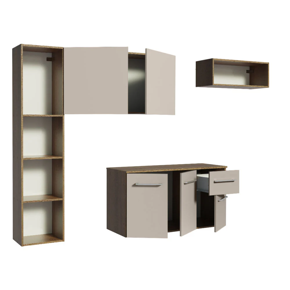 Armário de Cozinha Compacta 180cm Rustic/Crema Easy Madesa - Image 4