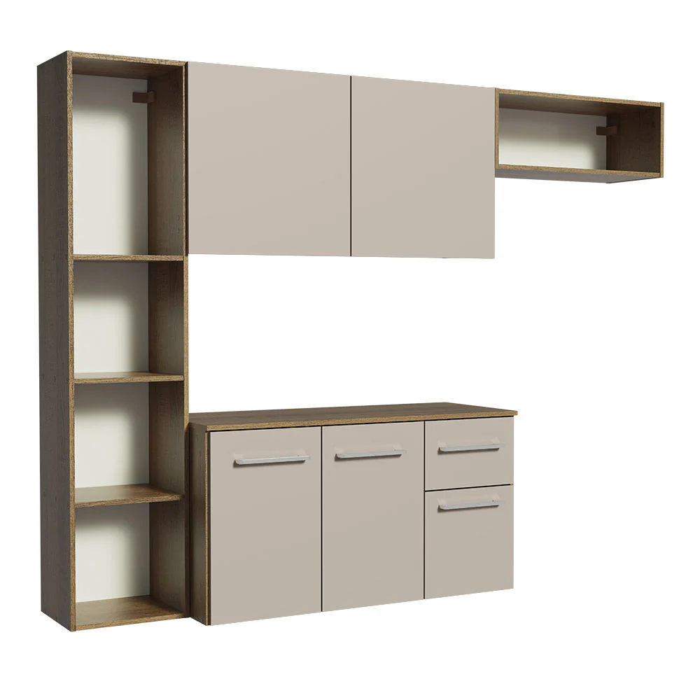 Armário de Cozinha Compacta 180cm Rustic/Crema Easy Madesa - Image 8