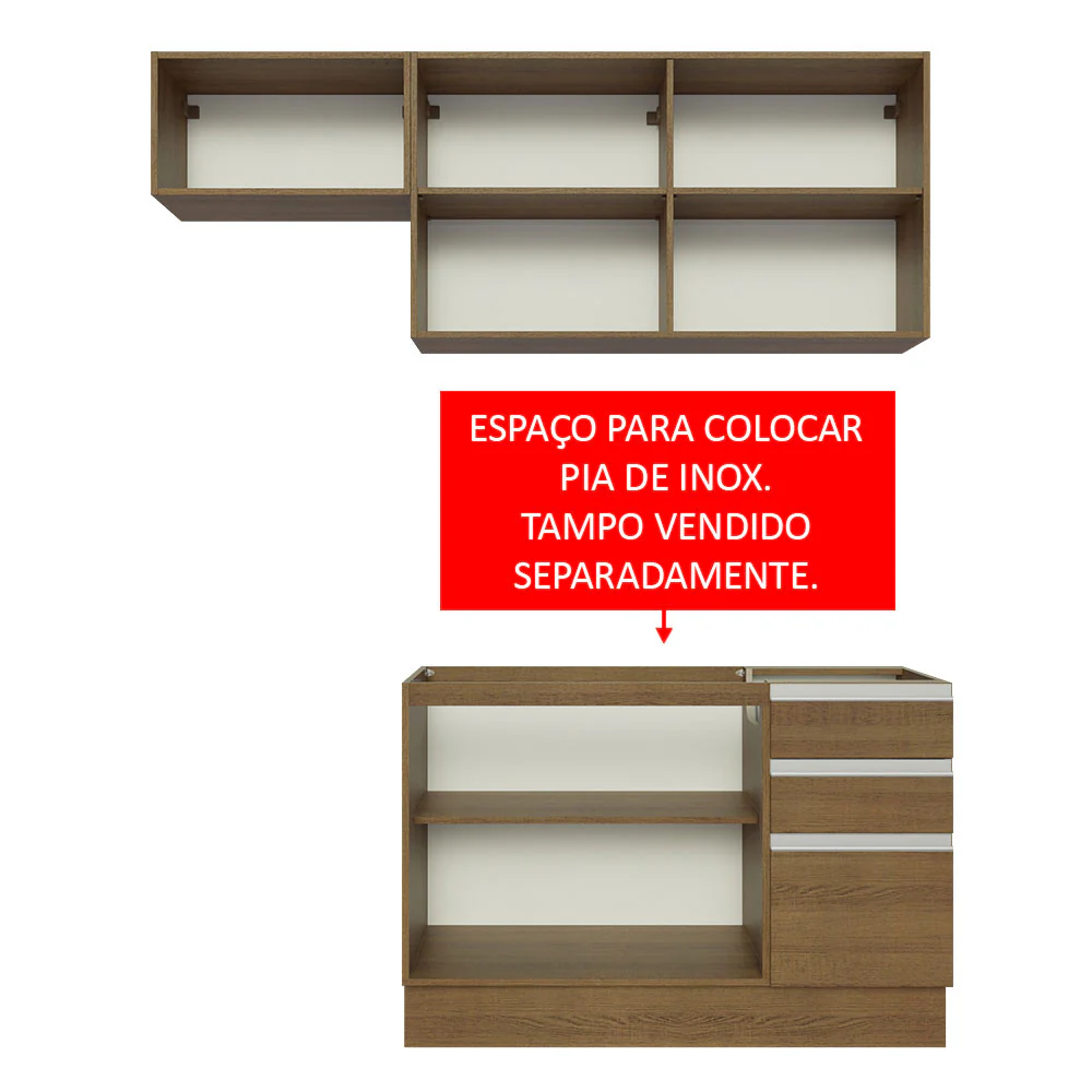 Armário de Cozinha Compacta 180cm Rustic Glamy Madesa 09 - Image 5