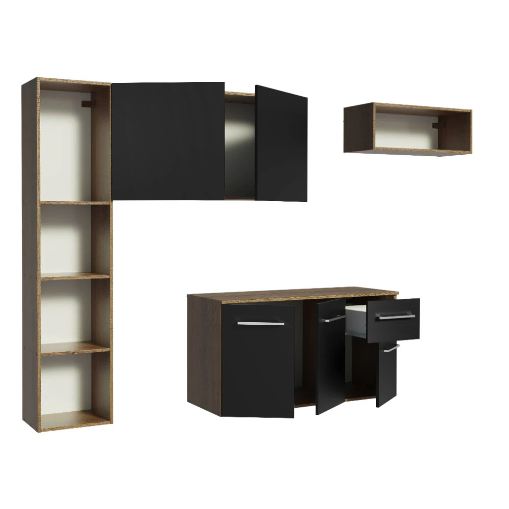 Armário de Cozinha Compacta 180cm Rustic/Preto Easy Madesa - Image 4