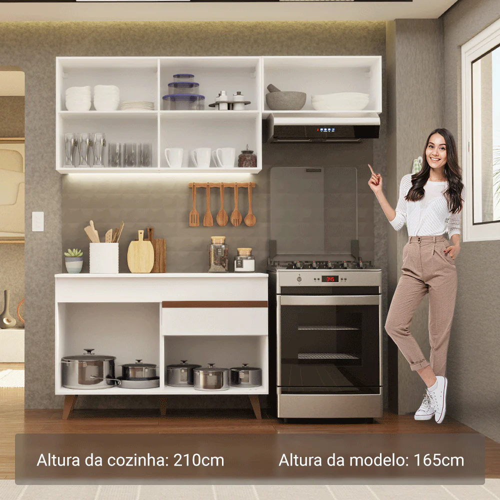 Armário de Cozinha Compacta 190cm Branco Reims Madesa 04 - Image 5