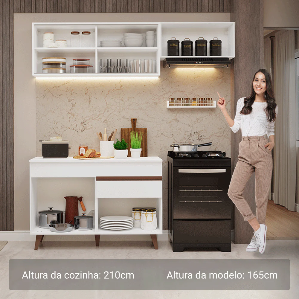 Armário de Cozinha Compacta 190cm Branco Reims Madesa 05 - Image 5