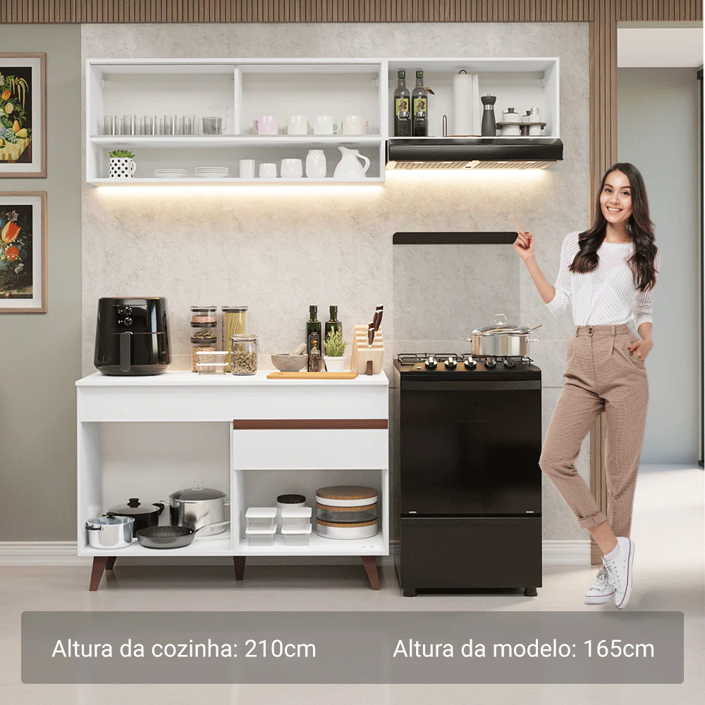 Armário de Cozinha Compacta 190cm Branco Reims Madesa 06 - Image 5