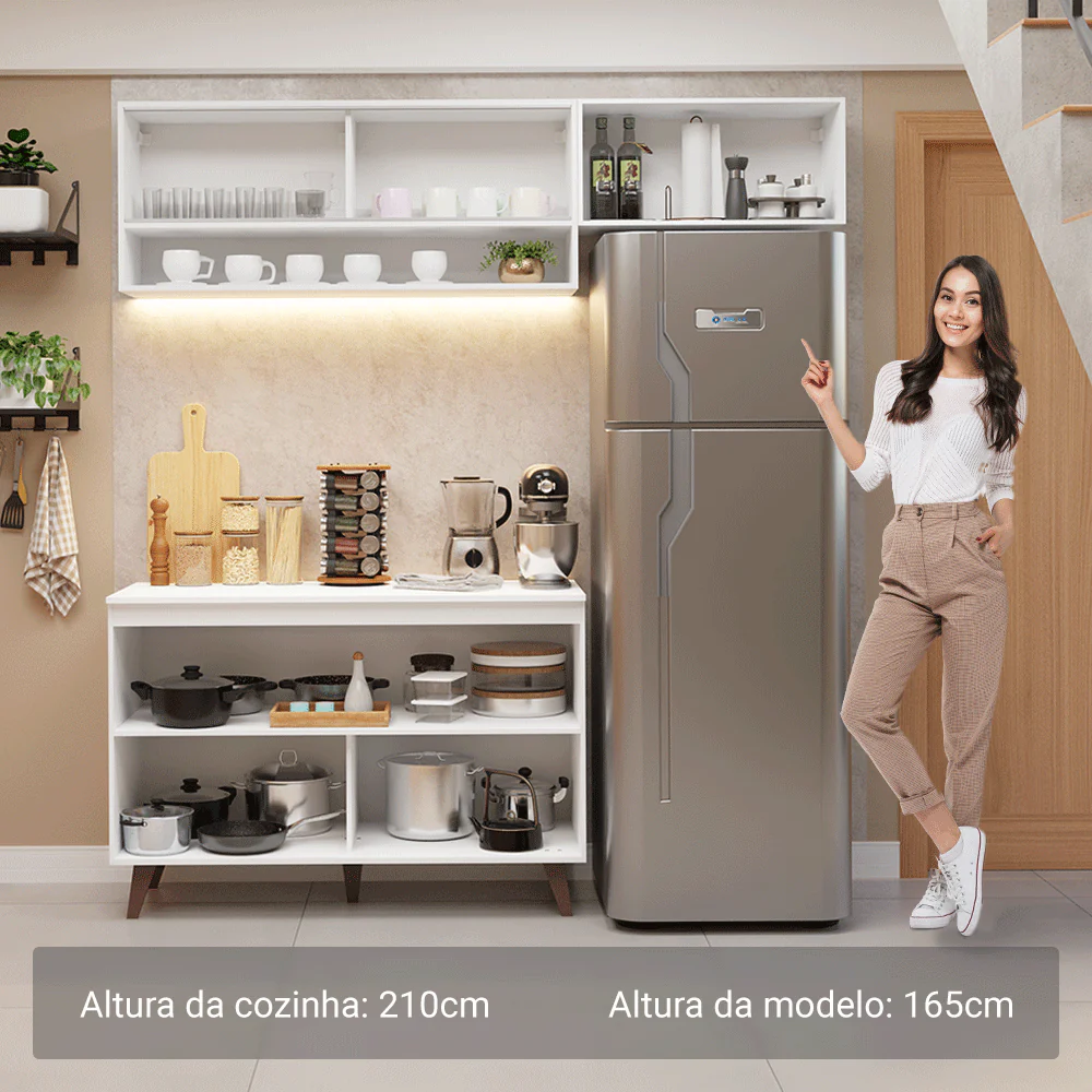 Armário de Cozinha Compacta 190cm Branco Reims Madesa 07 - Image 5