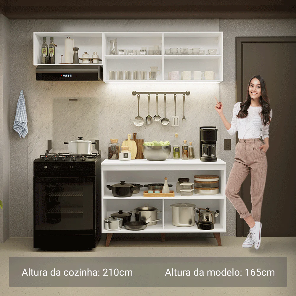 Armário de Cozinha Compacta 190cm Branco Reims Madesa 08 - Image 5
