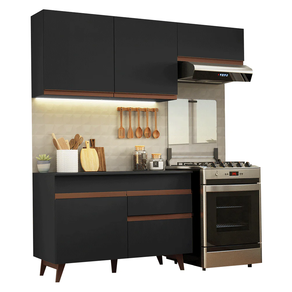Armário de Cozinha Compacta 190cm Preto Reims Madesa 04 - Image 2