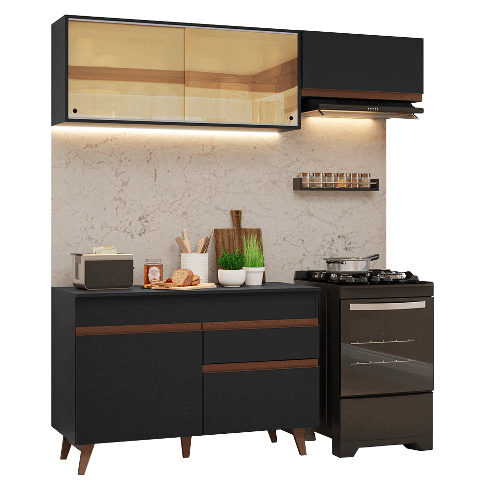 Armário de Cozinha Compacta 190cm Preto Reims Madesa 05 - Image 2