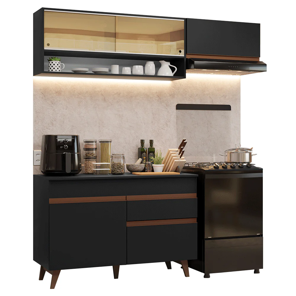 Armário de Cozinha Compacta 190cm Preto Reims Madesa 06 - Image 2