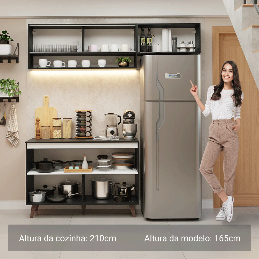 Armário de Cozinha Compacta 190cm Preto Reims Madesa 07 - Image 5