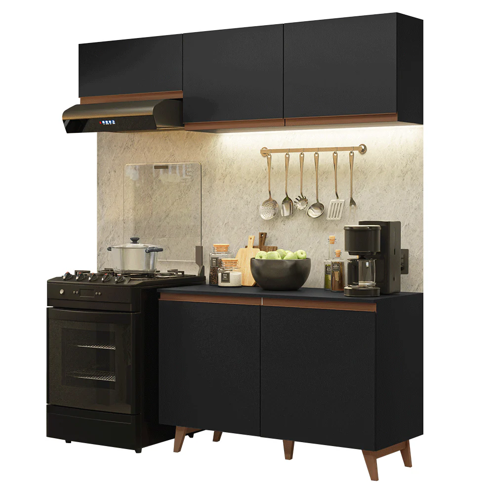 Armário de Cozinha Compacta 190cm Preto Reims Madesa 08 - Image 2