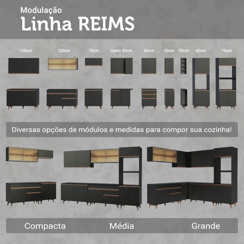 Armário de Cozinha Compacta 190cm Preto Reims Madesa 09 - Image 10