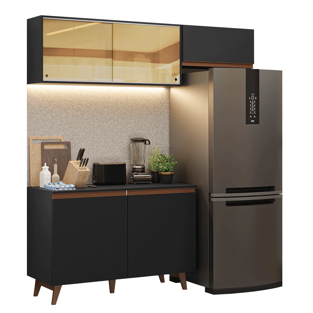 Armário de Cozinha Compacta 190cm Preto Reims Madesa 09 - Image 2